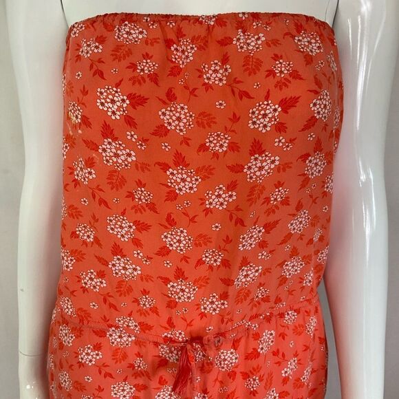 Aakaa Womens Orange Floral Print Square Strapless Cropped Boho Jumpsuit S - Picture 8 of 11
